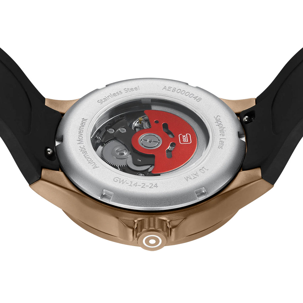 Glock Precision Men Watch. Khaki Steel Case / Black Silicone Strap GW-14-2-24