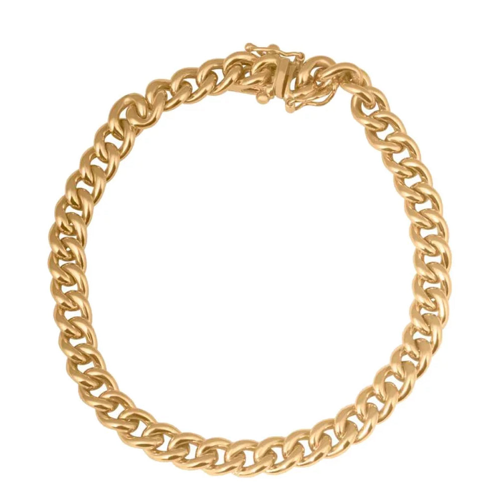 10K Yellow Gold Hollow Cuban Link Bracelet 7.5mm x 78mm