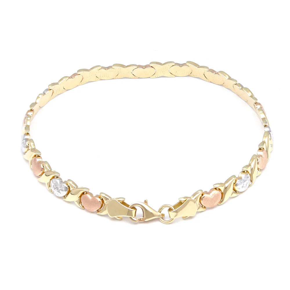 10K Yellow Gold XOX Link Bracelet 7.5mm x 7.5''