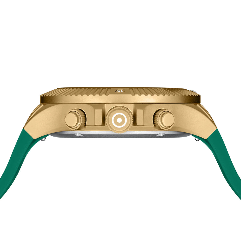 Glock Precision Men Watch. Gold Steel Case / Green Silicone Strap GW-37-2-24