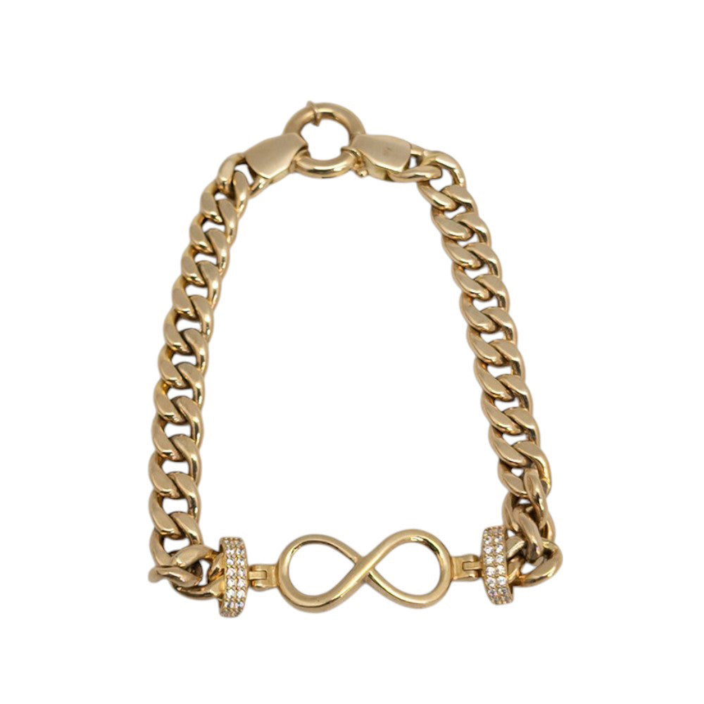 10K Yellow Gold Cuban Link Infinity Bracelet 7'' x 6.5mm
