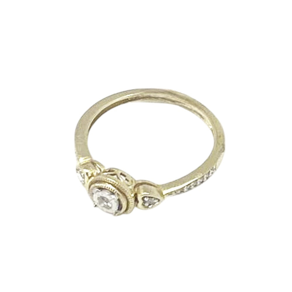 10K Yellow Gold 0.10Ct Round Diamond Ladies Ring