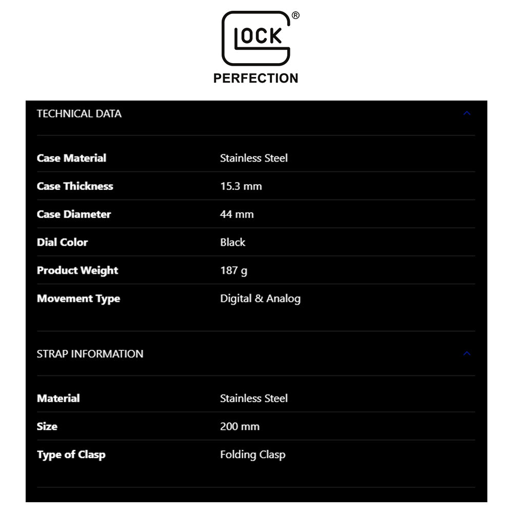 Glock Precision Men Watch. Black Steel Case / Black Mesh Strap GW-24-1-24