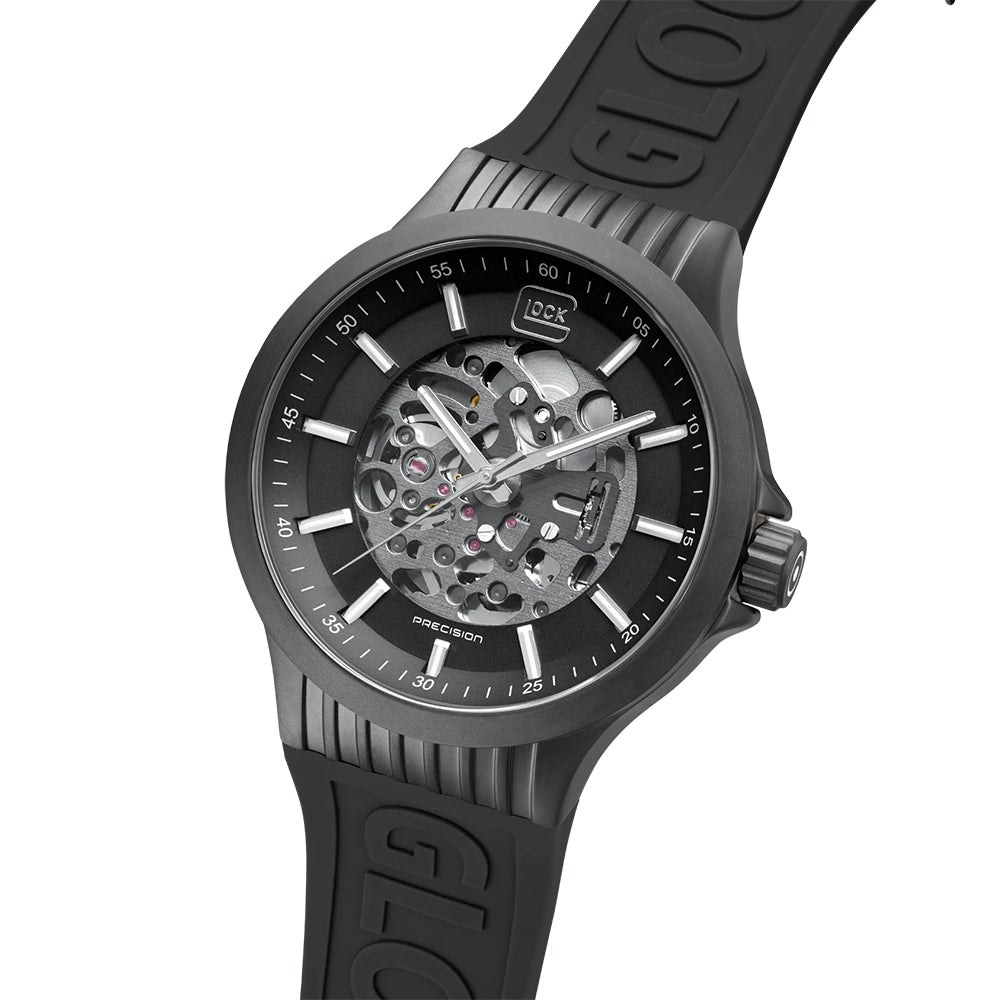 Glock Precision Men Watch. Black Steel Case / Black Silicone Strap GW-14-1-24