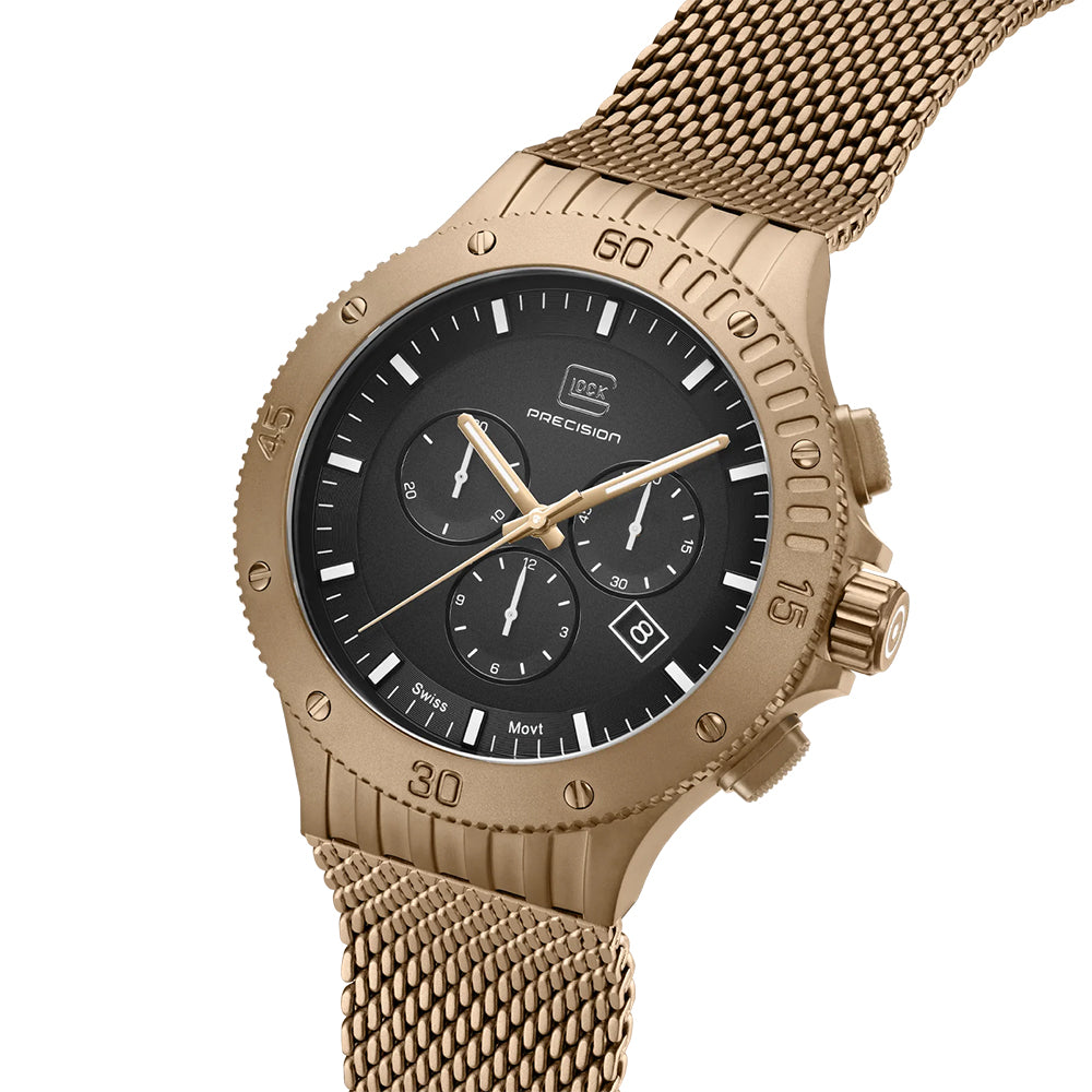 Glock Precision Men Watch Khaki Steel Case / Khaki Mesh Strap GW-42-1-24