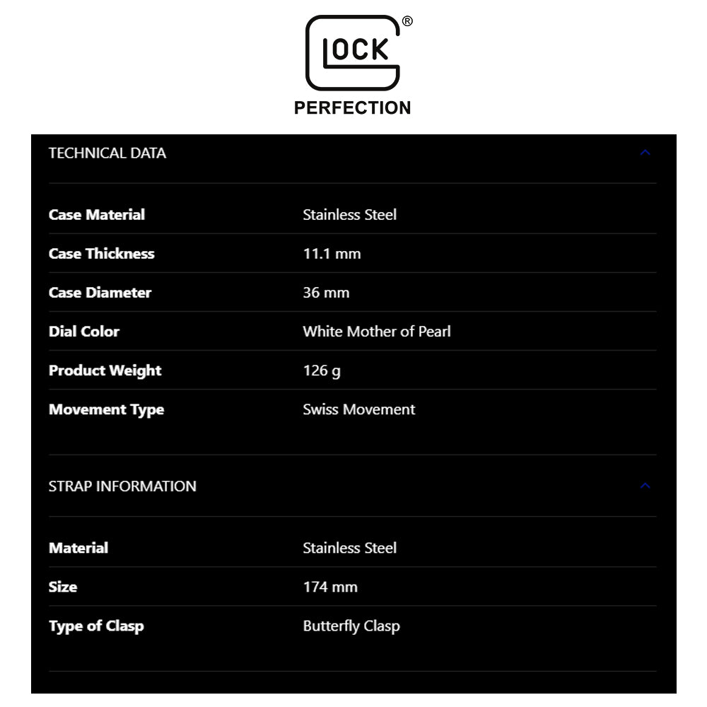 Glock Precision Men Watch Silver Steel Case / Bicolor Link Bracelet GW-31-1-18