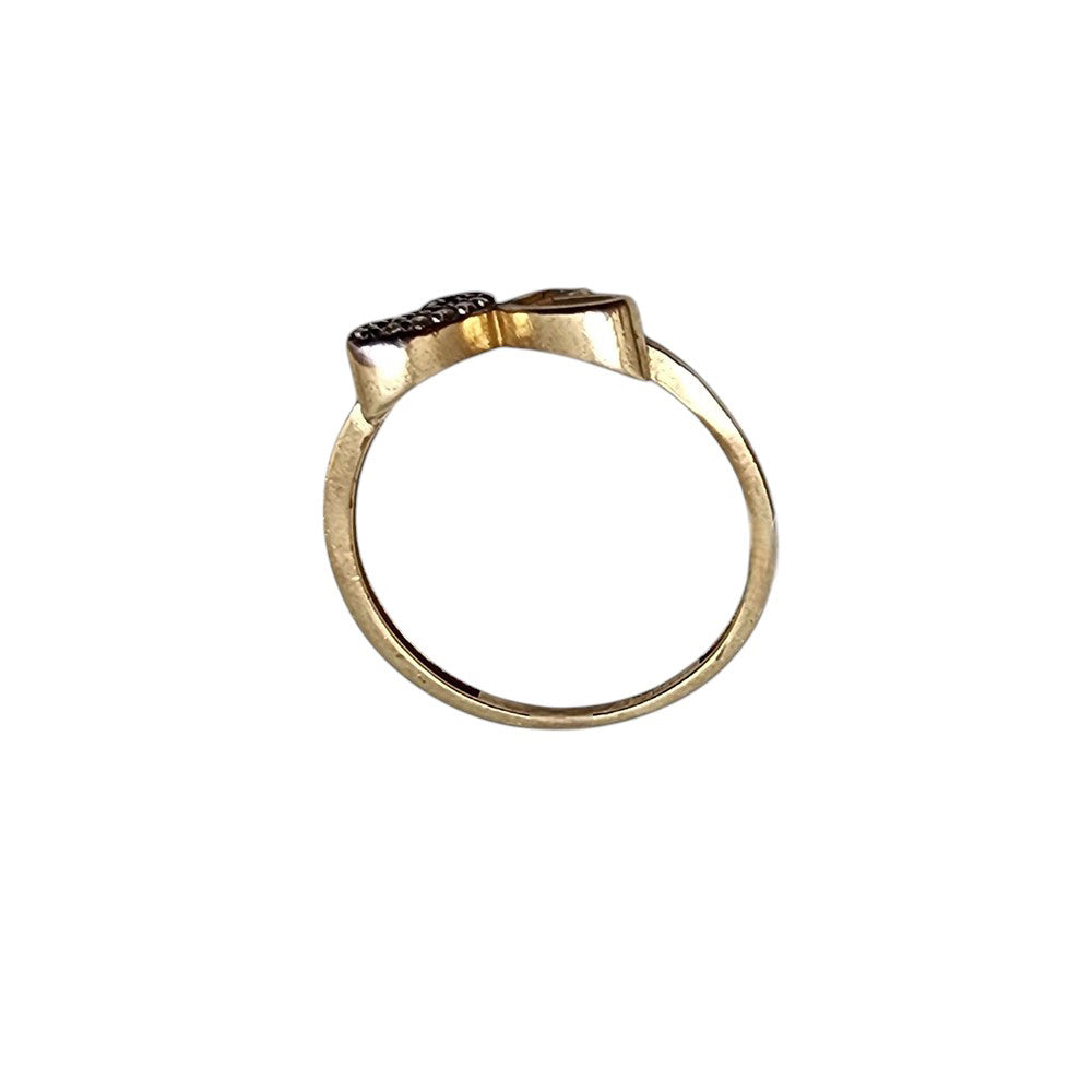 10K Yellow Gold Half Butterfly Stone Ring Size 7.5