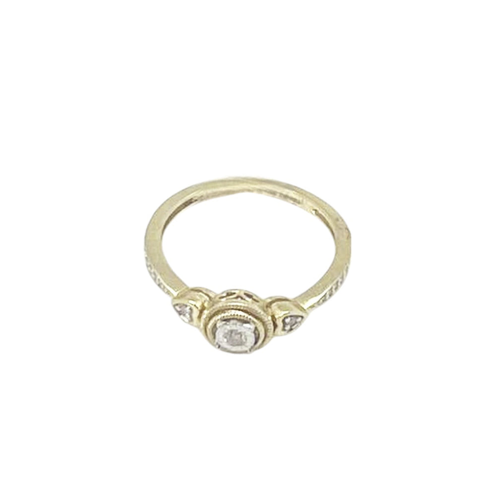 10K Yellow Gold 0.10Ct Round Diamond Ladies Ring
