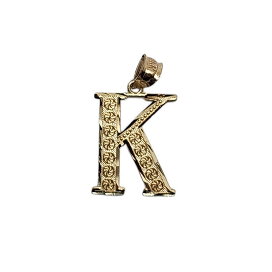 10K Yellow Gold K Letter Pendant Size 0.5