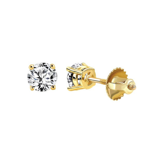 Solitaire Earrings 14K YG 0.75CT RD Diamond