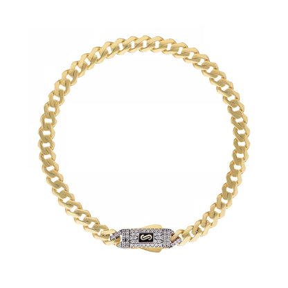 Monaco Original Classic Link With Stone Lock Bracelet 14K 8x6