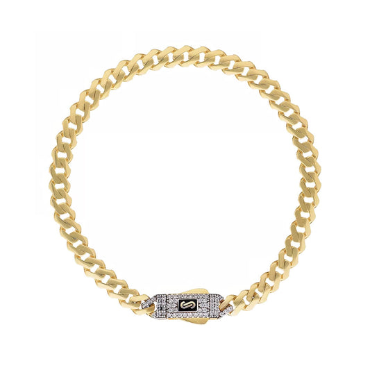 14K Yellow Gold Monaco Original Classic Link Bracelet with Stone Lock 6mm x 8''