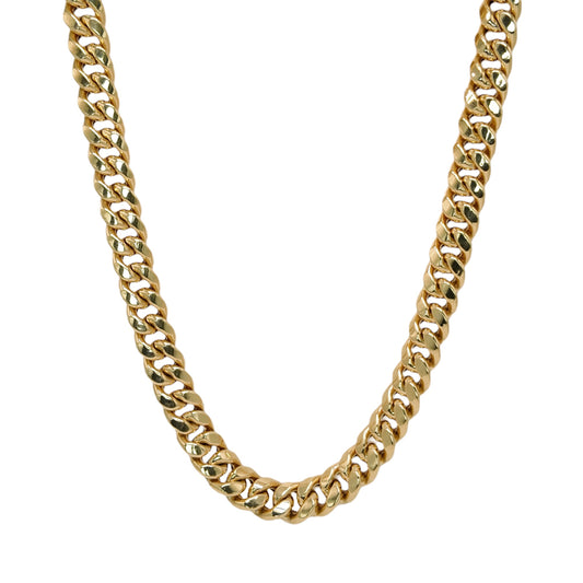 10K Yellow Gold Cuban Link Hollow Chain Necklace 22'' x 9mm