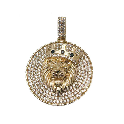 Lion King Medallion Stone Pendant 10K