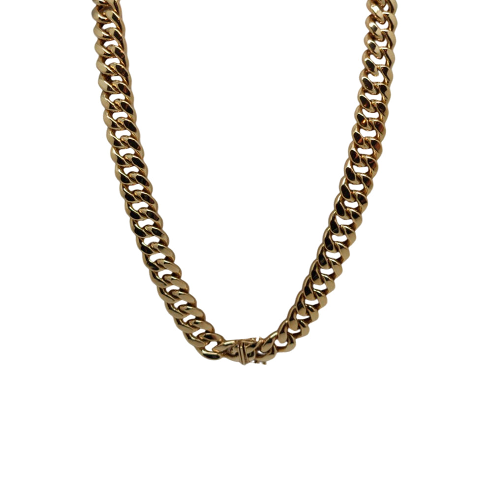 Cuban Link Hollow Chain Necklace Real 10K Gold Jewelry 22X9