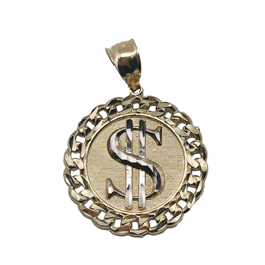 10K Yellow Gold Dollar Circle Pendant