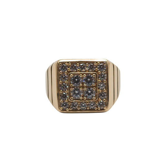 Square With Stone Hollow Ring 14K size 10.5