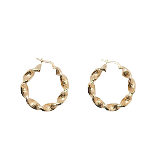 Twisted Hoops Earring Real 14K Gold Jewelry Size 1