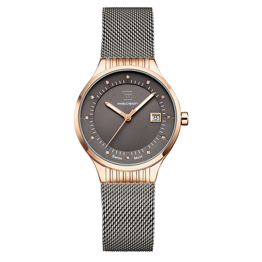 Glock Precision Men Watch Rose Gold Steel Case / Grey Mesh Strap