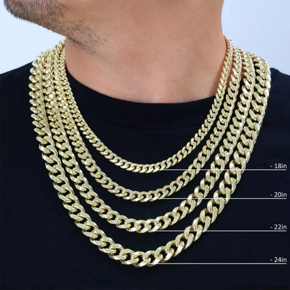 Cuban Link Hollow Chain Necklace Real 10K Gold Jewelry 12.5mm - 24''