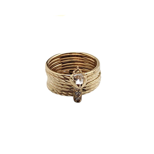 Seven Days with Heart Ring 14K size 8