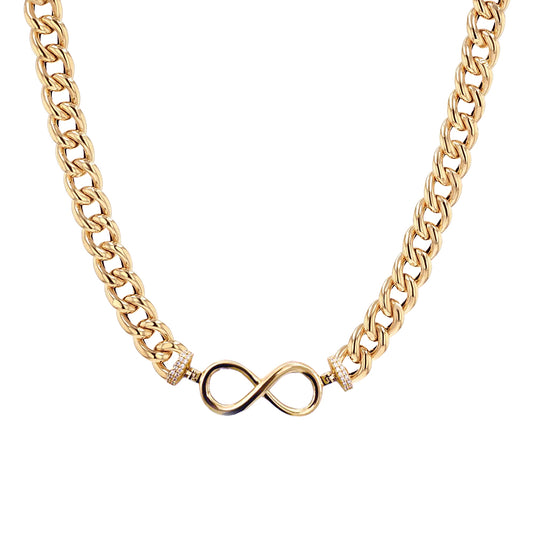 10K Yellow Gold Cuban Link Infinity Chain 16'' x 6.5mm