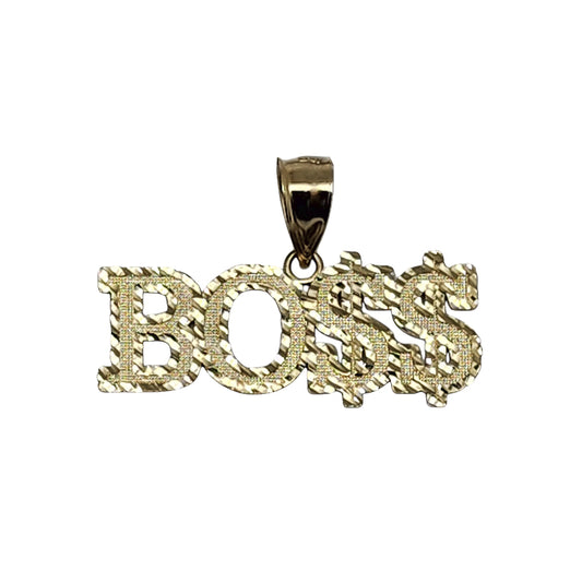 10K Yellow Gold Boss Dollar Sign Pendant Necklace