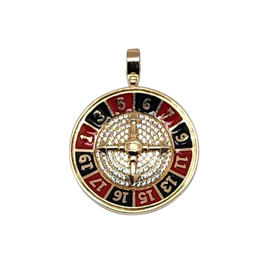 14K Yellow Gold Casino Roulette Pendant