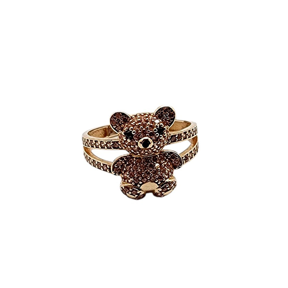 Teddy Bear With Stone Ring 10K size 7