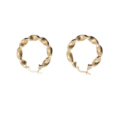 Twisted Hoops Earring Real 14K Gold Jewelry Size 1