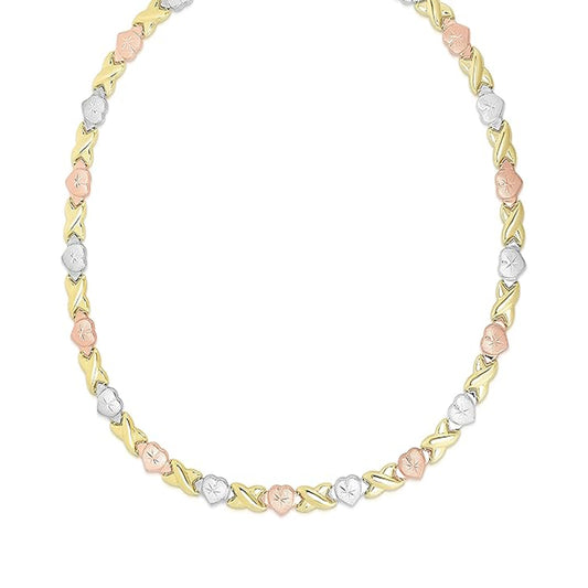 10K Yellow Gold XOX Link Chain Necklace 18'' x5.5mm