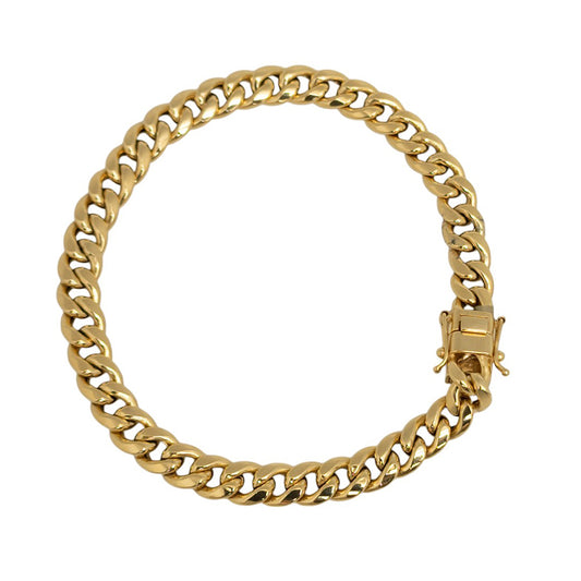 14K Yellow Gold Hollow Cuban Link Bracelet 6mm x 8''