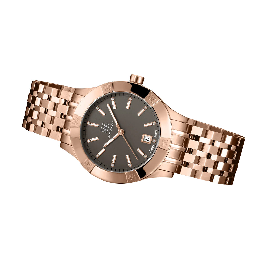 Glock Precision Women Watch. Rose Gold Steel Case / Rose Gold Link Bracelet GW-31-2-18