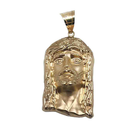 10K Yellow Gold Pendant Jesus Christ Face Head Necklace