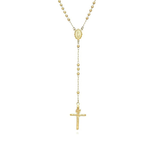 14K Yellow Gold Rosary Chain Necklace 20'' x 3mm