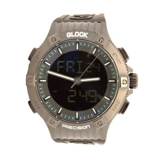 Glock Precision Men Watch. Black Steel Case / Black Silicone Strap 14-1-24