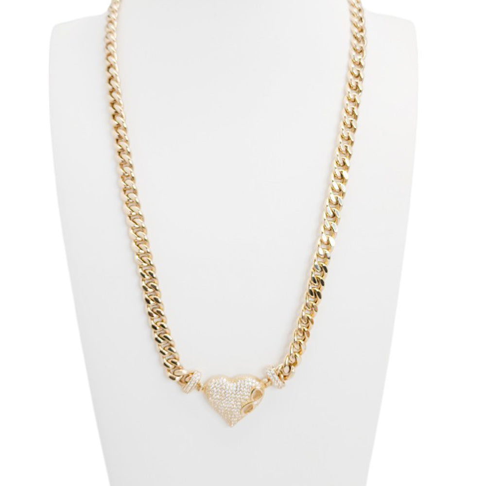 Cuban Link with Heart Stone Chain 10K 16x6.5