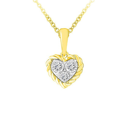 10K Yellow Gold 0.10Ct Round Diamond Ladies Pendant Chain Necklace
