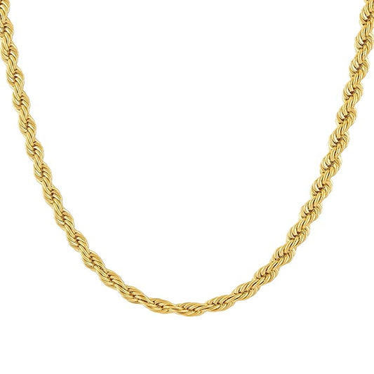 Rope Hollow Chain Necklace Real 10K Gold Jewelry 4mm - 24''