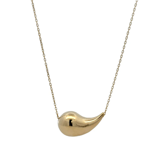 14K Yellow Gold Teardrop Necklace 18'' x 1mm