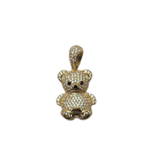 10K Yellow Gold Teddy Bear With Stone Pendant