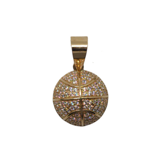 14K Yellow Gold Half Basketball Pendant