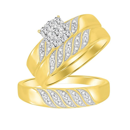 10K Yellow Gold 0.33Ct Round Diamond Ladies Trio Set