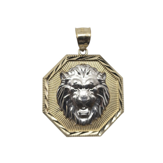 Lion 2 Color Pendant Real 10K Gold Necklace Jewelry