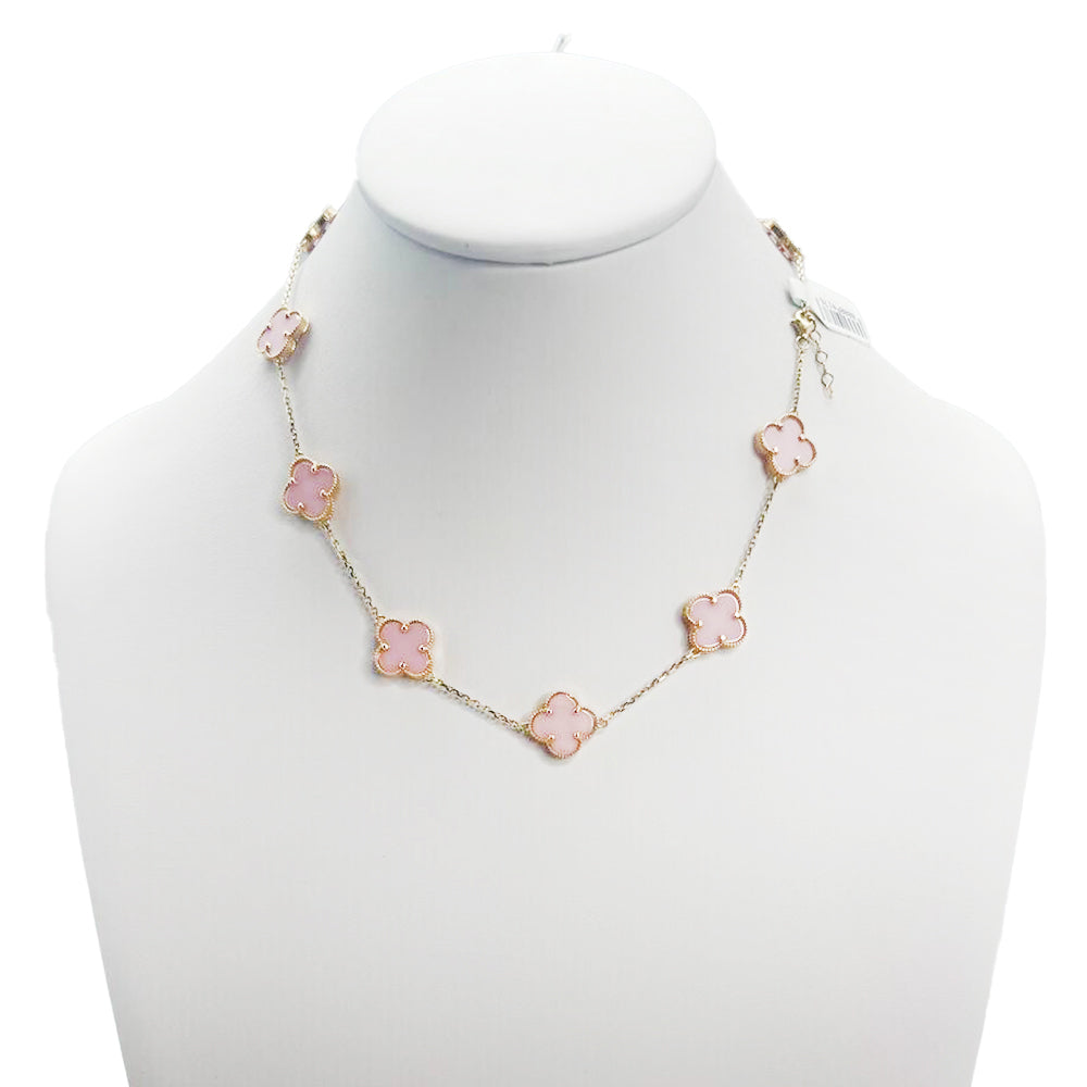 10K Yellow Gold Chain Pink Flower 16''