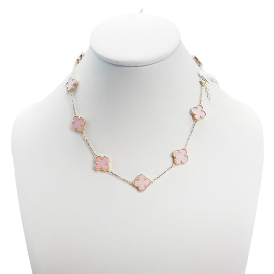 10K Yellow Gold Chain Pink Flower 16''