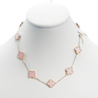 10K Yellow Gold Chain Pink Flower 16''
