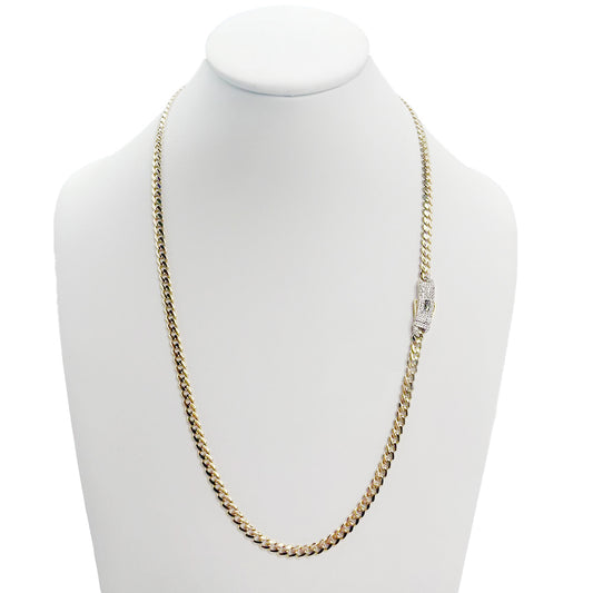 10K Yellow Gold Monaco Chain Original Stone Lock 24'' x 4.5mm