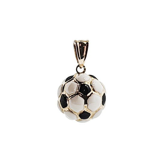 14K Yellow Gold Soccer Ball Pendant Necklace