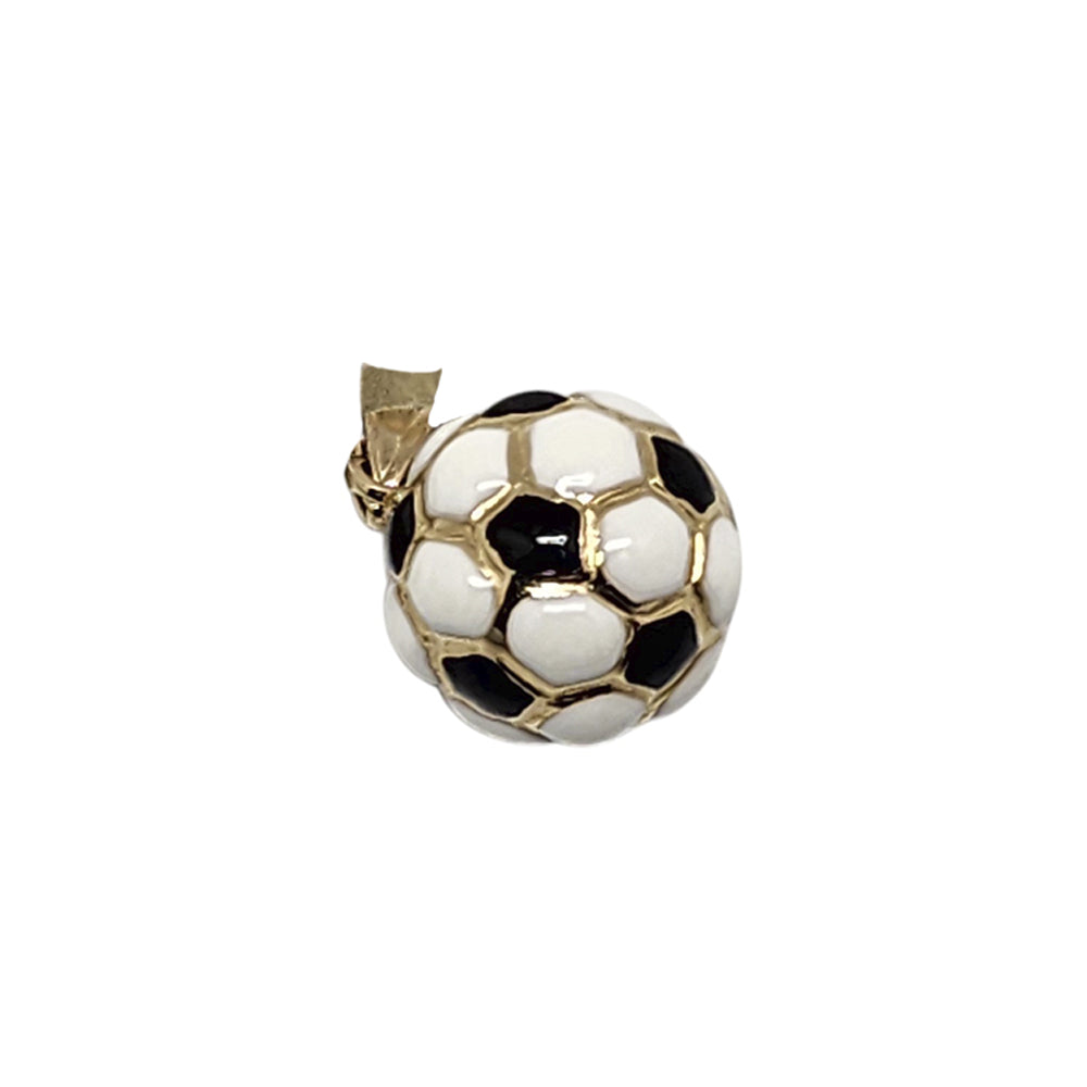 14K Yellow Gold Soccer Ball Pendant Necklace